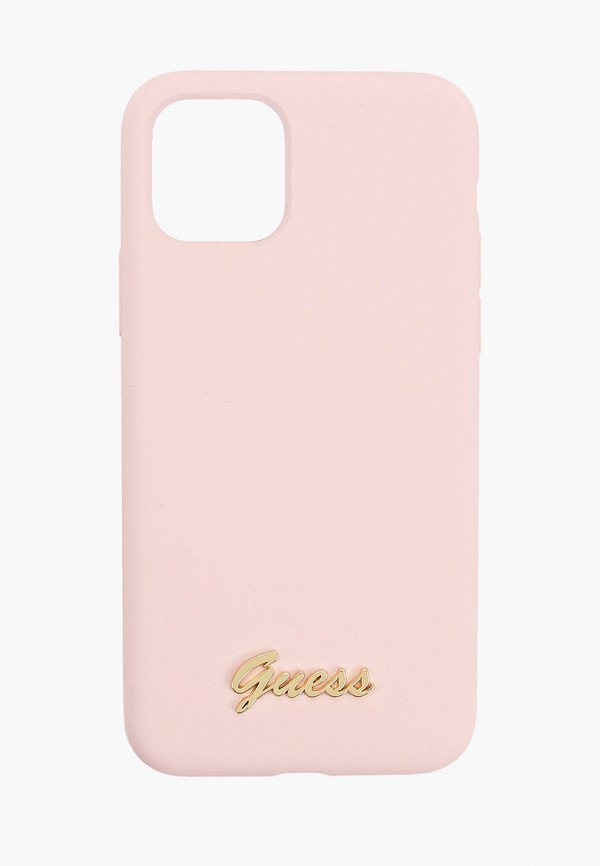 

Чехол для iPhone Guess, Розовый, 11 Pro, Silicone collection Gold metal logo Pink