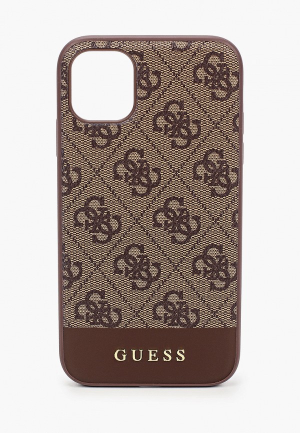 

Чехол для iPhone Guess, Коричневый, 11, 4G PU Stripe Metal logo Brown