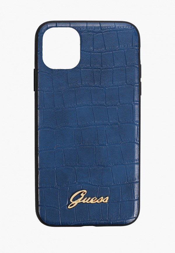 

Чехол для iPhone Guess, Синий, 11, Animal Croco with metal logo PU Blue