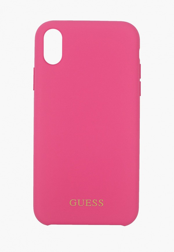 

Чехол для iPhone Guess, Розовый, XR, Silicone collection Gold logo Pink