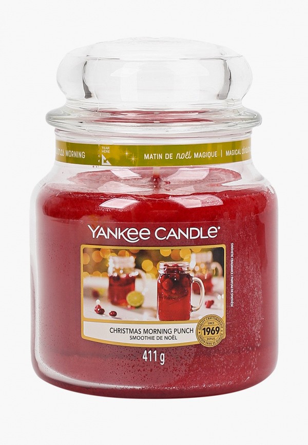 

Свеча ароматическая Yankee Candle, Красный, средняя в стеклянной банке Рождественский пунш Christmas Morning Punch, 411 г / 65-90 часов