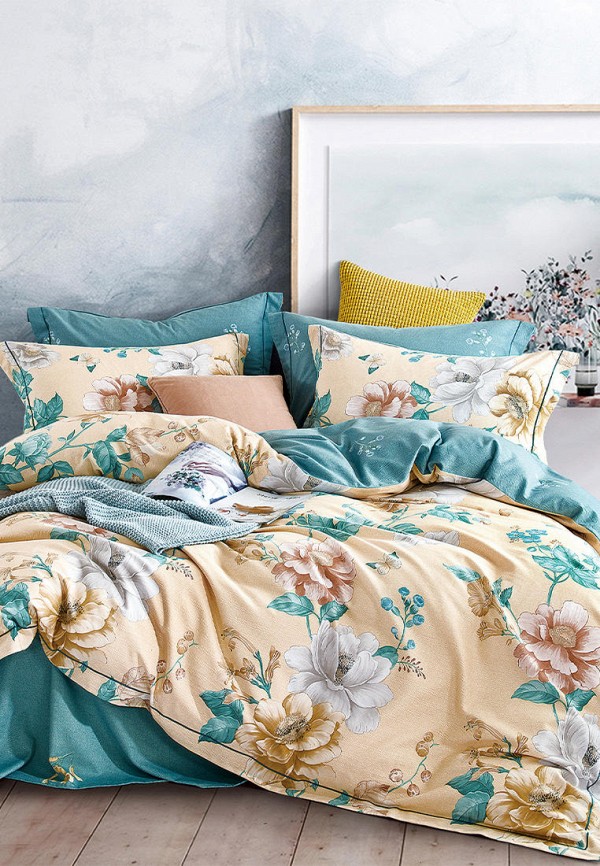 

Постельное белье Евро Bellehome, Желтый, Бегония
