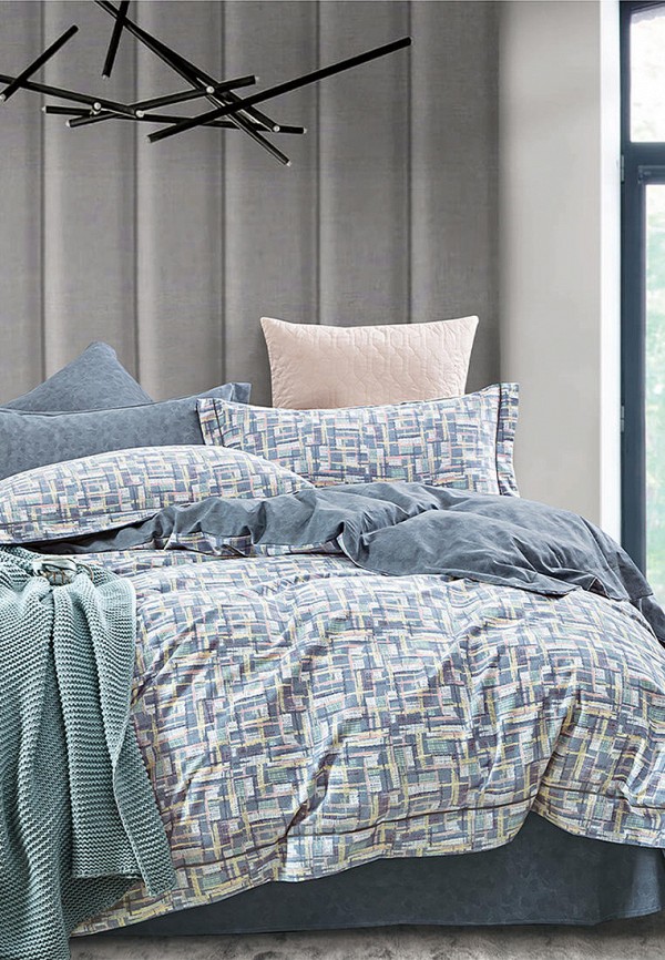 

Постельное белье Евро Bellehome, Синий, Ларсен