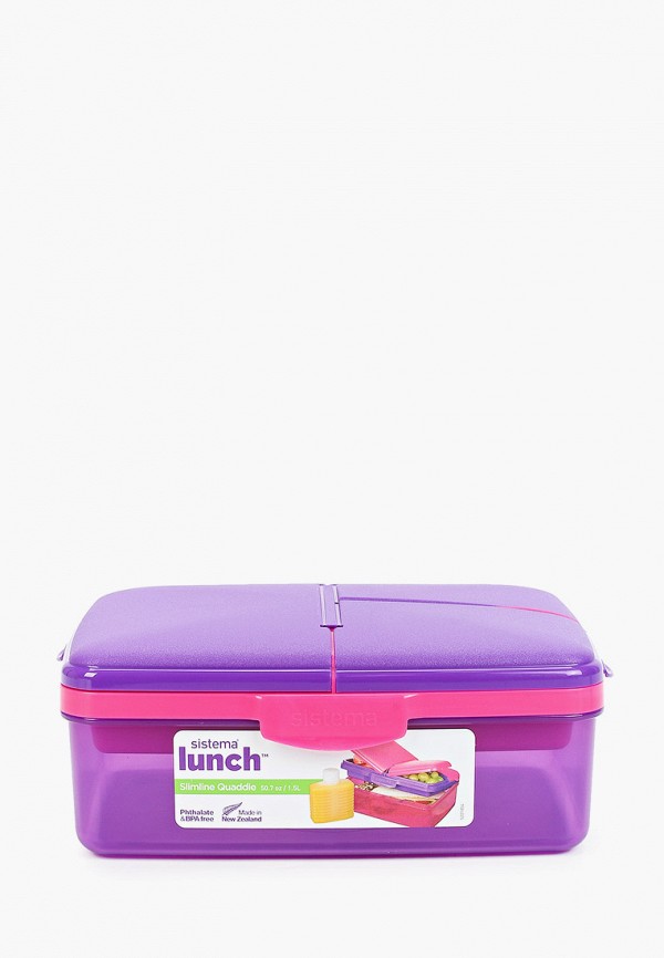 

Ланчбокс Sistema, Фиолетовый, 4-х секционный с бутылкой, 1,5л