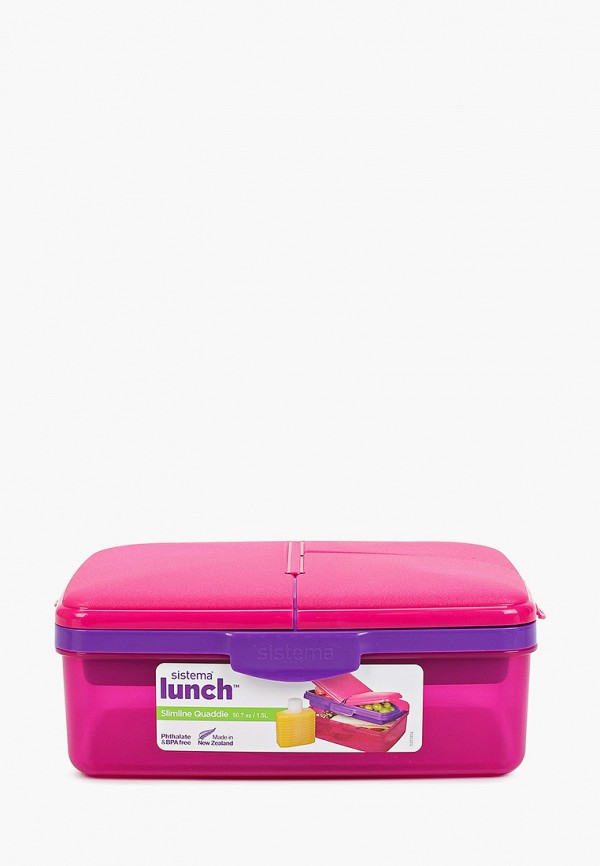 

Ланчбокс Sistema, Розовый, 4-х секционный с бутылкой, 1,5л