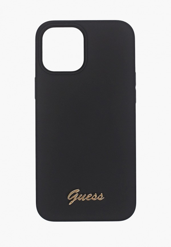

Чехол для iPhone Guess, Черный, 12 Pro Max (6.7), Liquid silicone Gold metal logo Black