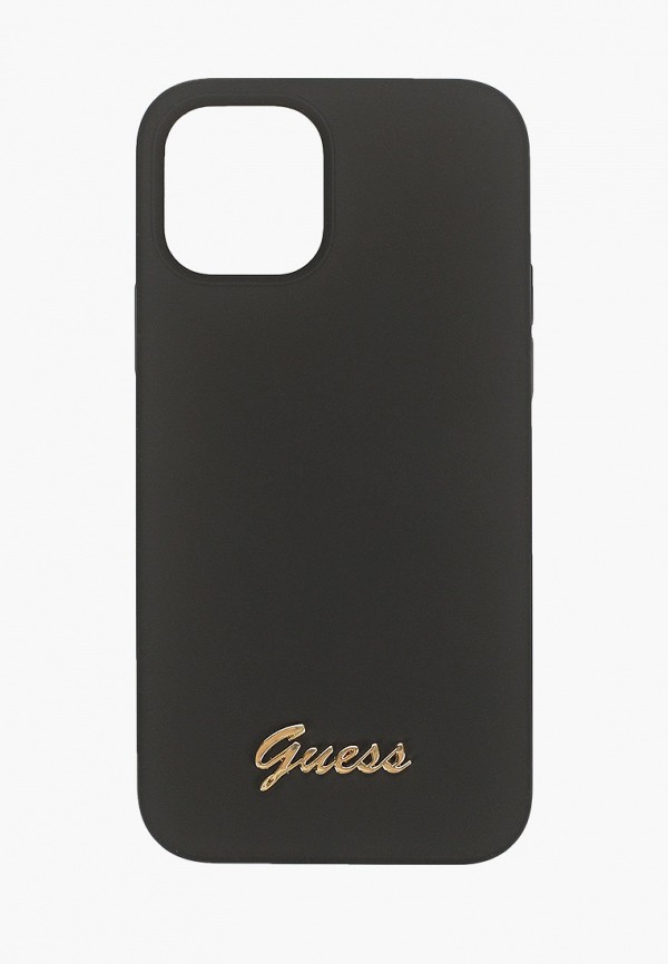 

Чехол для iPhone Guess, Черный, 12/12 Pro (6.1), Liquid silicone Gold metal logo Black