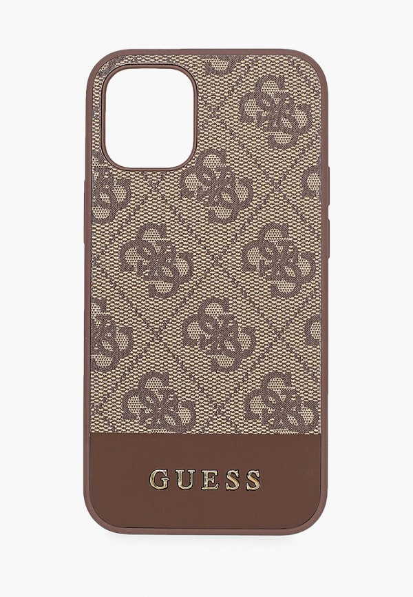 

Чехол для iPhone Guess, Коричневый, 12 mini (5.4), PU 4G Stripe Metal logo Brown
