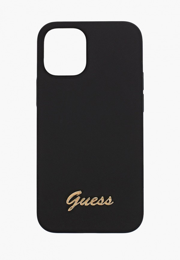 

Чехол для iPhone Guess, Черный, 12 mini (5.4), Liquid silicone Gold metal logo Black