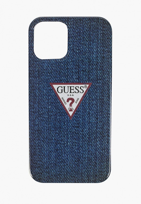 

Чехол для iPhone Guess, Синий, 12/12 Pro (6.1), PC/TPU Denim Triangle logo Dark blue