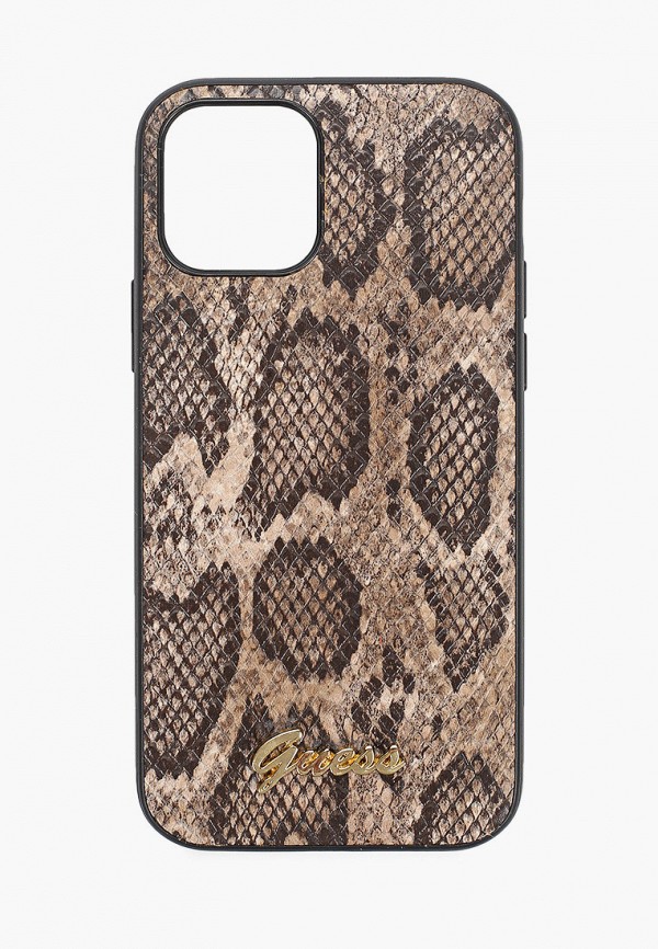 

Чехол для iPhone Guess, Коричневый, 12/12 Pro (6.1), PU Python Metal logo Brown