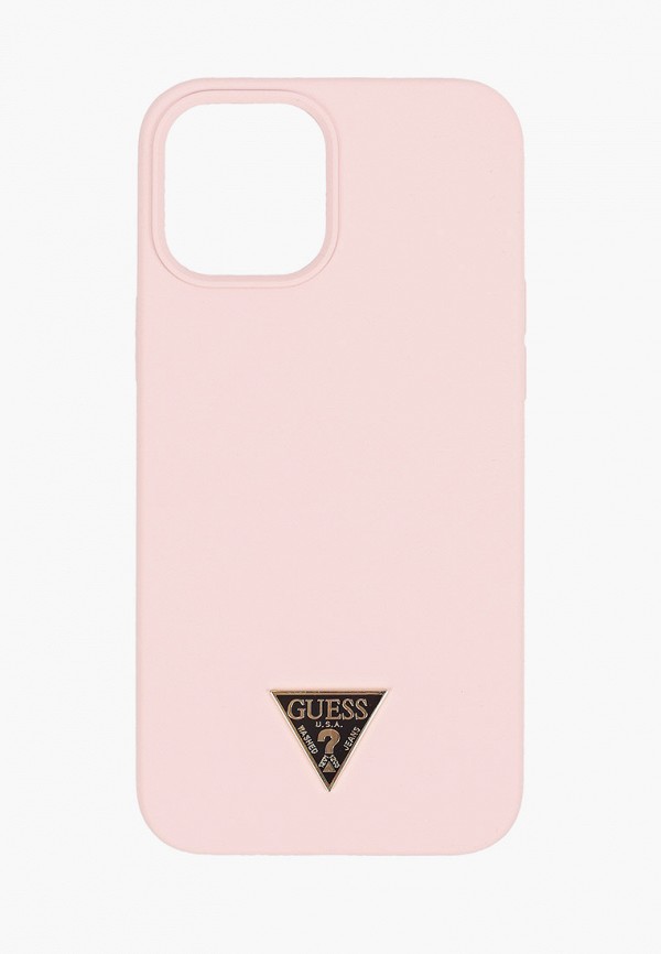 

Чехол для iPhone Guess, Розовый, 12 Pro Max (6.7), Liquid Silicone Triangle metal logo Pink
