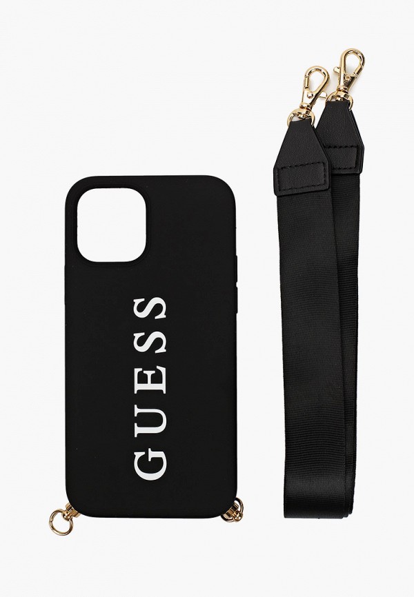 

Чехол для iPhone Guess, Черный, 12 Pro Max (6.7), PU Embossed white logo and strap Black