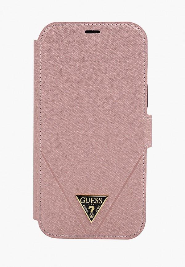

Чехол для iPhone Guess, Розовый, 12 Pro Max (6.7), PU Saffiano Triangle metal logo Pink