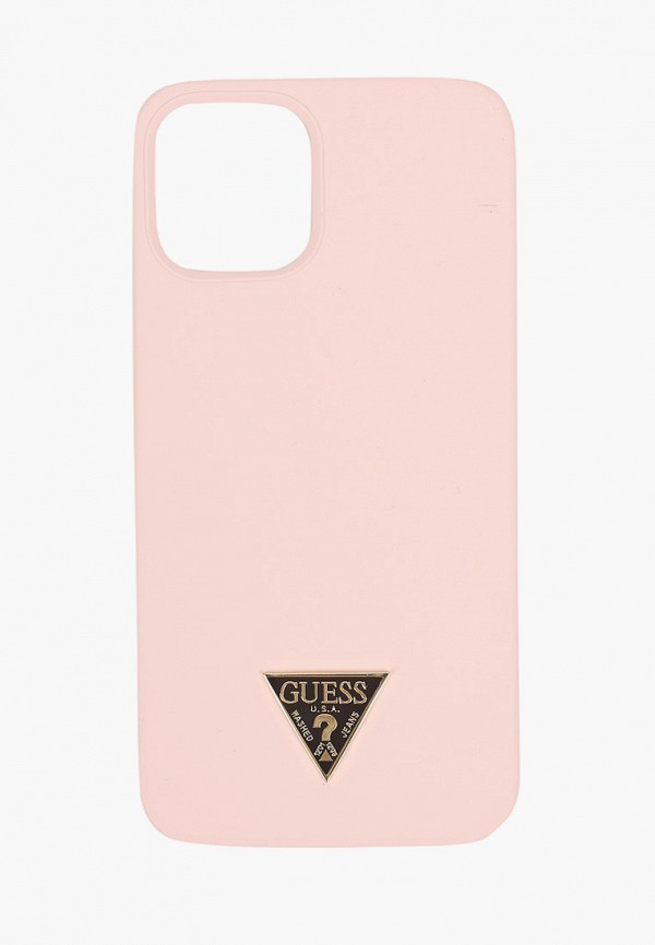 

Чехол для iPhone Guess, Розовый, 12/12 Pro (6.1), Liquid Silicone Triangle metal logo Pink