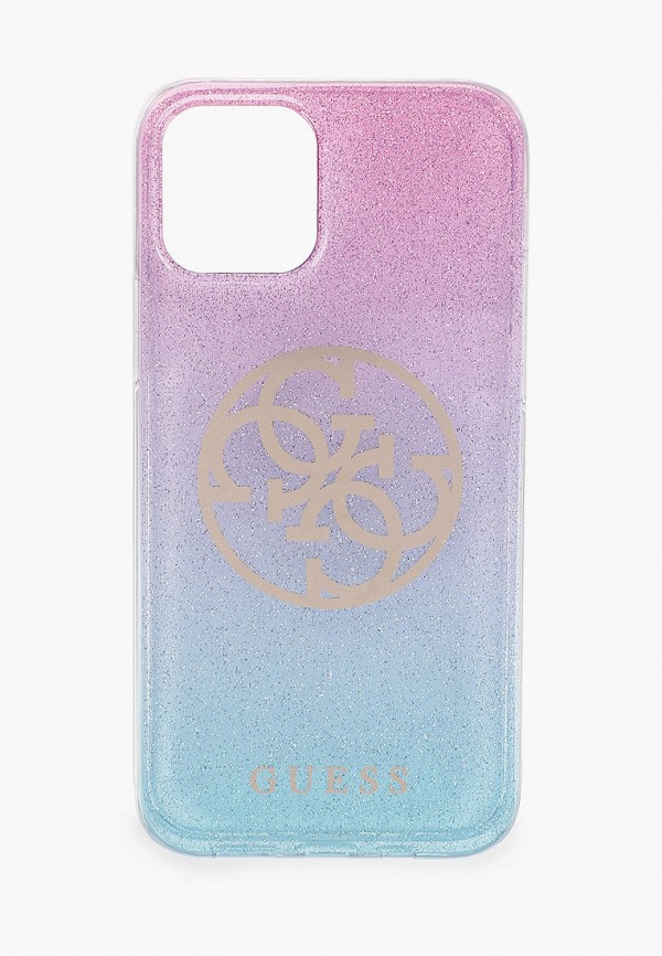 

Чехол для iPhone Guess, Разноцветный, 12/12 Pro (6.1), PC/TPU 4G Circle Logo Glitter Gradient Pink/Blue