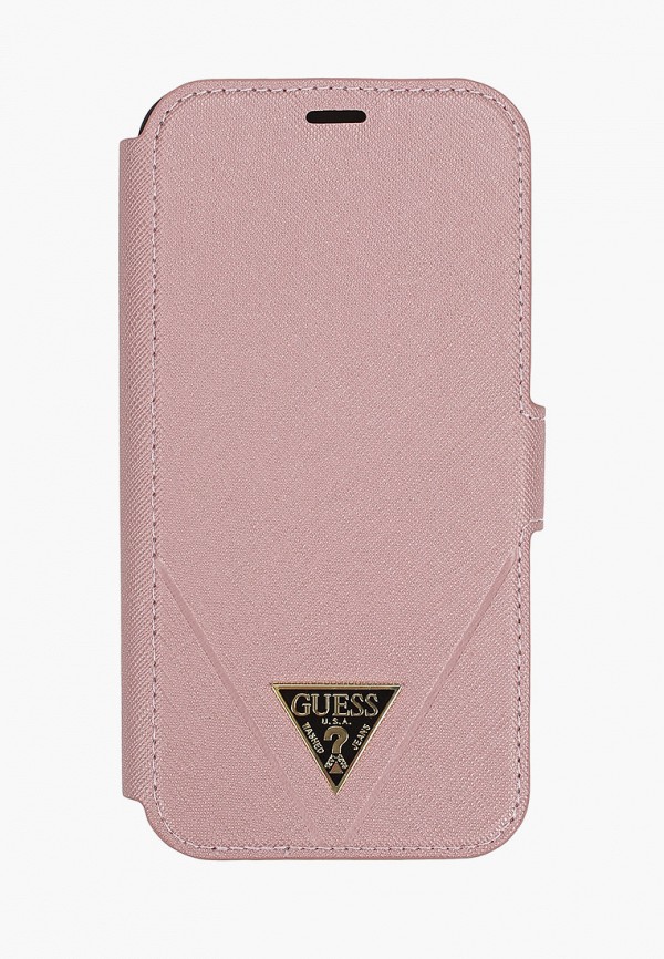 

Чехол для iPhone Guess, Розовый, 12/12 Pro (6.1), PU Saffiano Triangle metal logo Pink