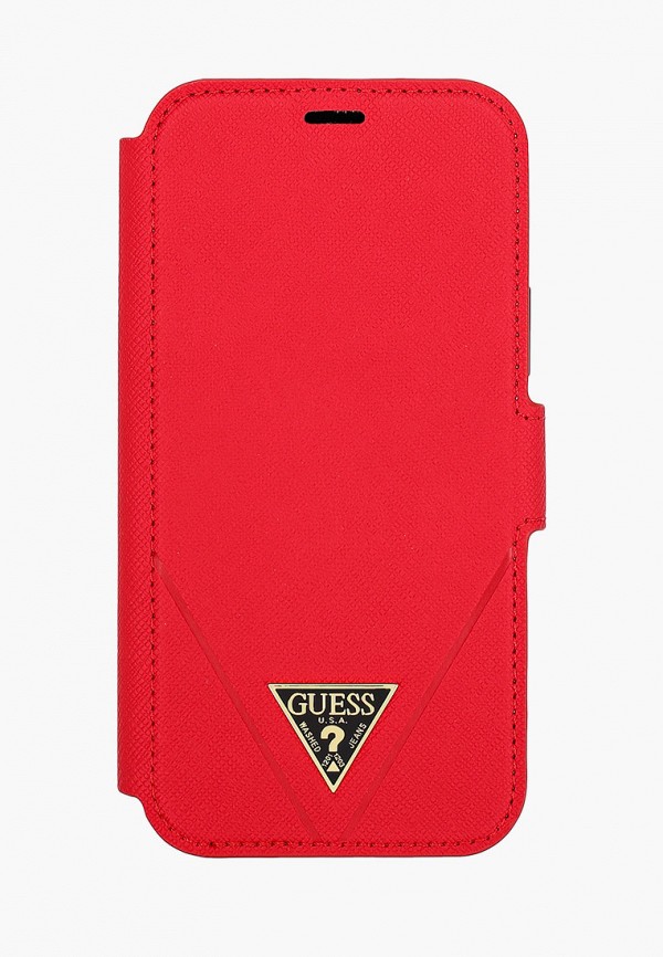 

Чехол для iPhone Guess, Красный, 12/12 Pro (6.1), PU Saffiano Triangle metal logo Red