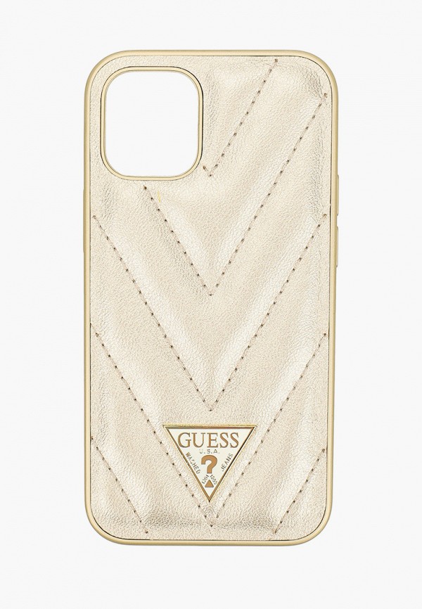 

Чехол для iPhone Guess, Золотой, 12 mini (5.4), PU Qualited V Triangle metal logo Gold