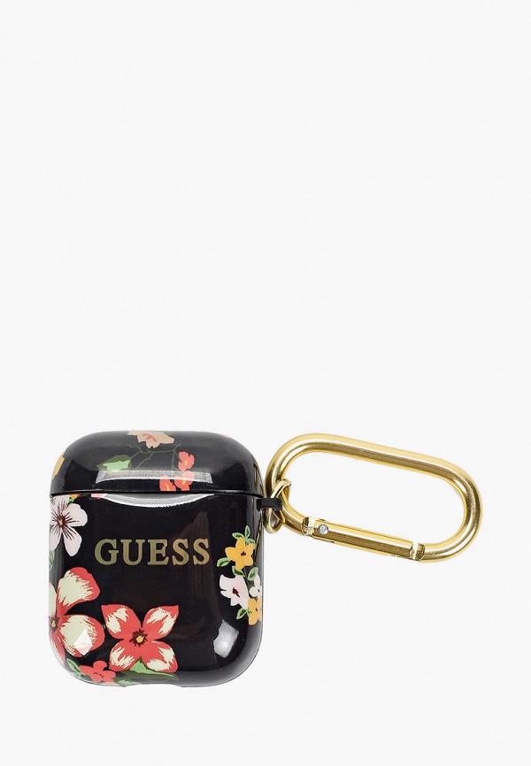 

Чехол для наушников Guess, Черный, Airpods, Silicone case with ring Flower N.4 Black