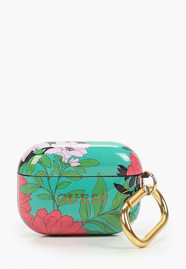 

Чехол для наушников Guess, Зеленый, Airpods Pro, Silicone case with ring Flower N.1 Green