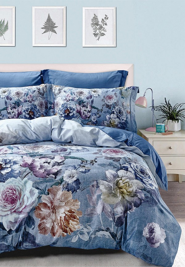 

Постельное белье Евро Bellehome, Голубой, Маргарита