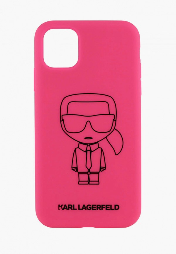 

Чехол для iPhone Karl Lagerfeld, Розовый, 11, Liquid silicone Ikonik outlines Pink/Black