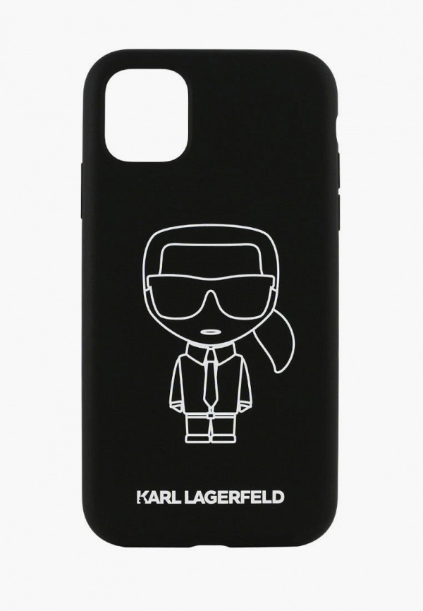 

Чехол для iPhone Karl Lagerfeld, Черный, 11, Liquid silicone Ikonik outlines Black/White