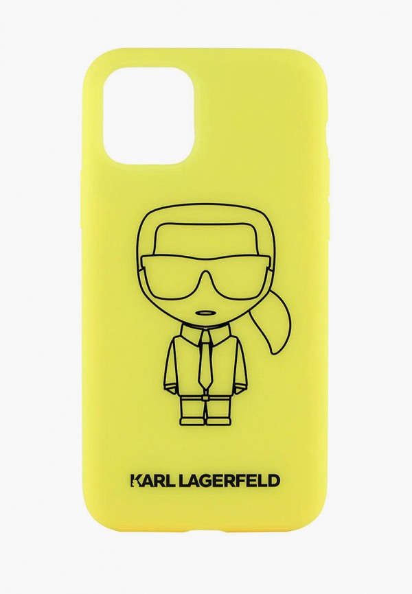 

Чехол для iPhone Karl Lagerfeld, Желтый, 11 Pro Max, Liquid silicone Ikonik outlines Yellow/Black