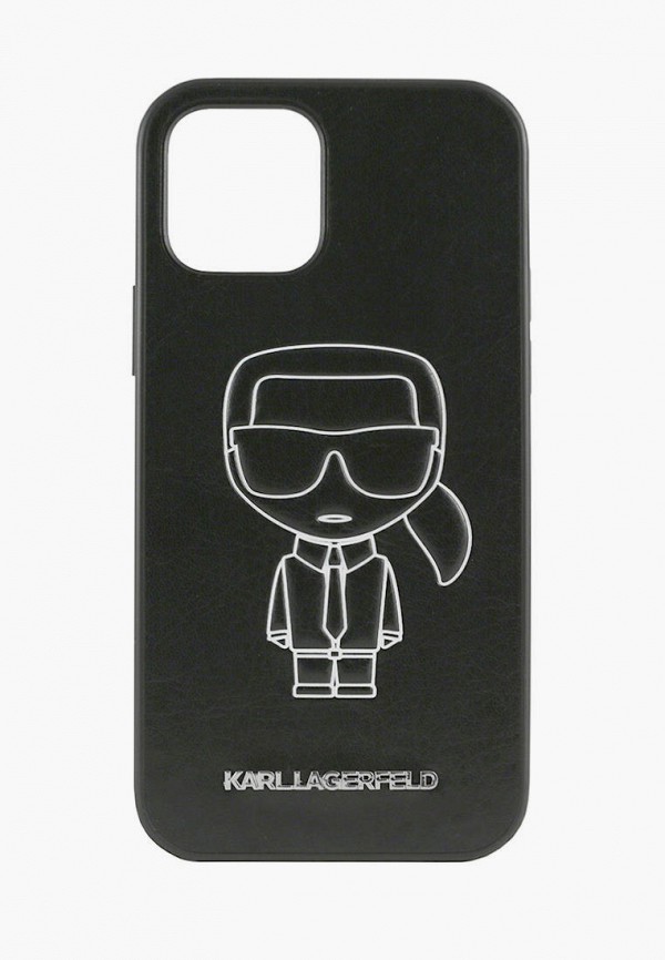 

Чехол для iPhone Karl Lagerfeld, Черный, 12/12 Pro (6.1), PU Ikonik outlines Metal logo Black/White
