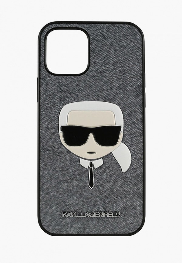 

Чехол для iPhone Karl Lagerfeld, Серый, 12/12 Pro (6.1), PU Saffiano Karl's Head Silver