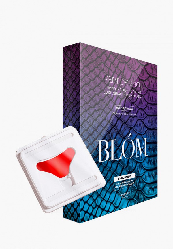 

Патчи для лица Blom, Разноцветный, микроигольные патчи с пептидом SYN-AKE для области межбровья Peptide Shot, 4 патча