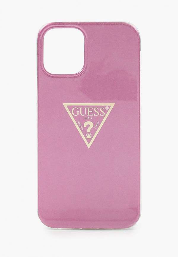 

Чехол для iPhone Guess, Розовый, 12 mini, Metallc effect Triangle logo Pink