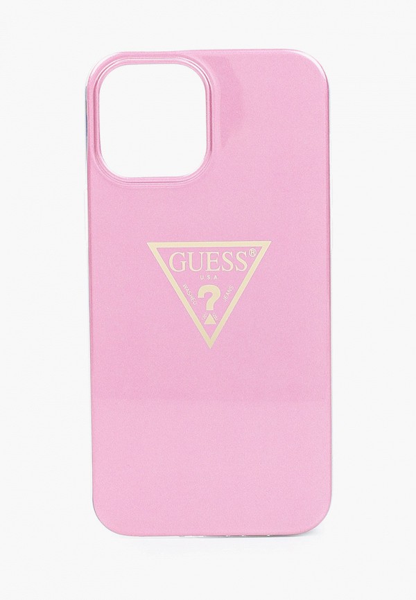 

Чехол для iPhone Guess, Розовый, 12 Pro Max (6.7), PC/TPU Metallc effect Triangle logo Pink
