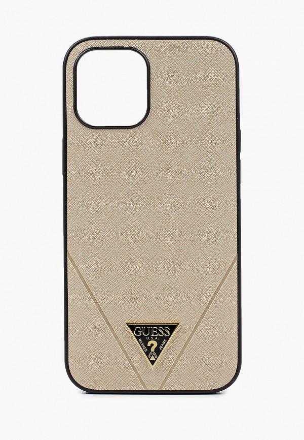 

Чехол для iPhone Guess, Бежевый, 12 Pro Max, Saffiano Triangle metal logo Gold