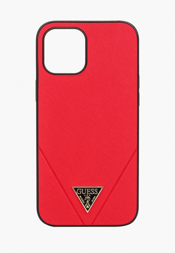 

Чехол для iPhone Guess, Красный, 12 Pro Max (6.7), PU Saffiano Triangle metal logo Red