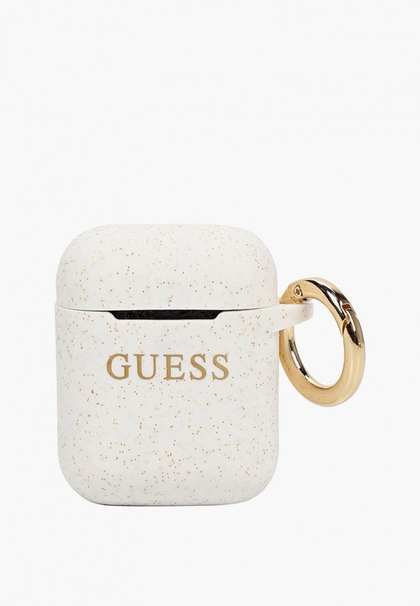 

Чехол для наушников Guess, Белый, Airpods, Silicone case with ring Glitter/White