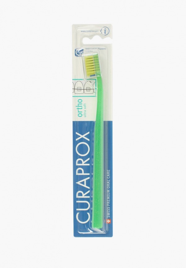 

Зубная щетка Curaprox, Зеленый, ортодонтическая, с ультрамягкой щетиной