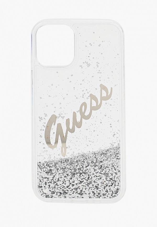 

Чехол для iPhone Guess, Прозрачный, 12 mini (5.4), Liquid glitter Script logo Silver
