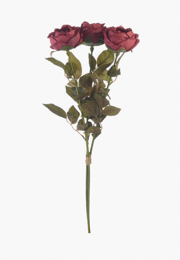 

Растение искусственное Decogallery, Бордовый, Букет из 3х бархатных пионовидных роз