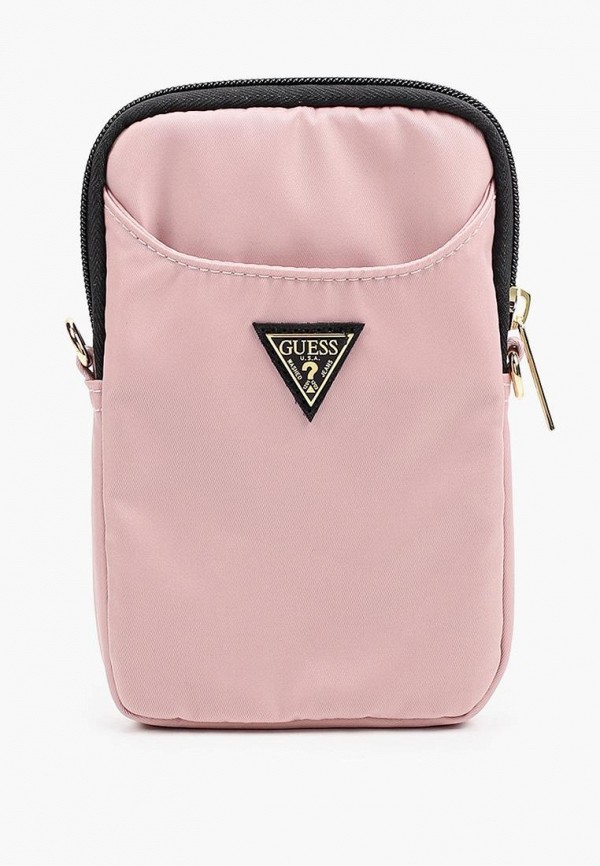 Сумка Guess для смартфонов, Nylon phone bag with Triangle metal logo Pink