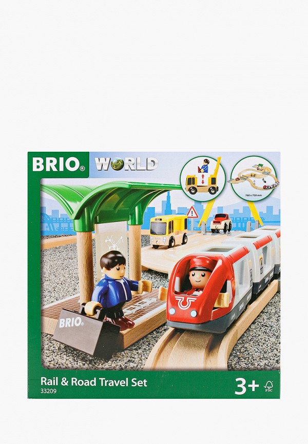 

Конструктор Brio, Разноцветный, BRIO игр.наб. Ж/д со станцией, электричкой, автодорогой и переездом, 33 элемента