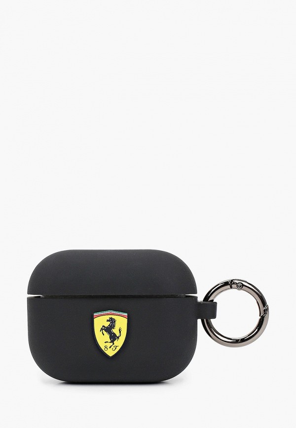 

Чехол для наушников Ferrari, Черный, Airpods Pro, Silicone case with ring Black