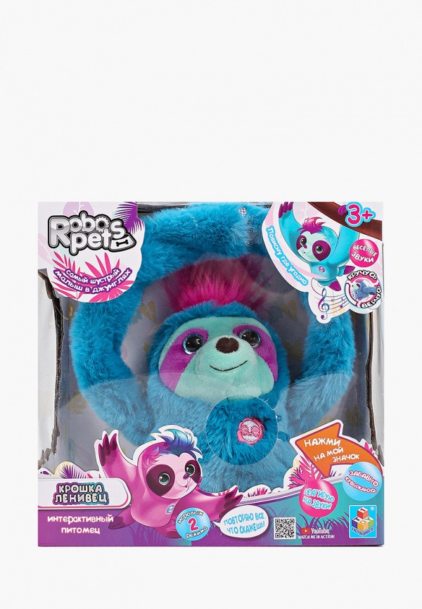 

Игрушка интерактивная Robopets, Голубой, 1TOY RoboPets Ленивец плюш интерактивный "повторюшка" (реагирует на звук, кувыркается, повторяет)