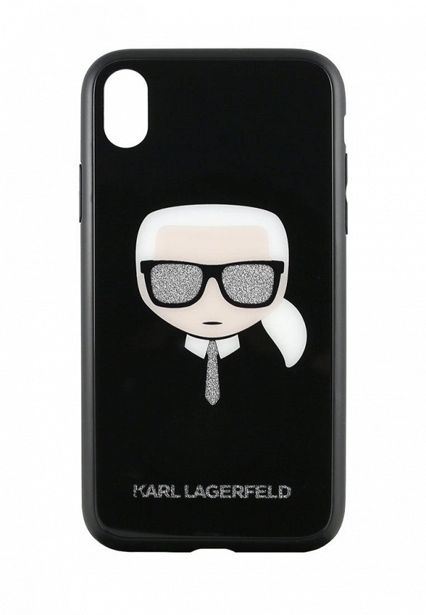 

Чехол для iPhone Karl Lagerfeld, Черный, XR, Double Layer Karl's Head Glitter Black