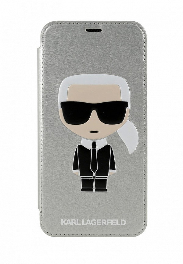 

Чехол для iPhone Karl Lagerfeld, Серебряный, XR, PU Leather Iconic Karl Booktype Silver