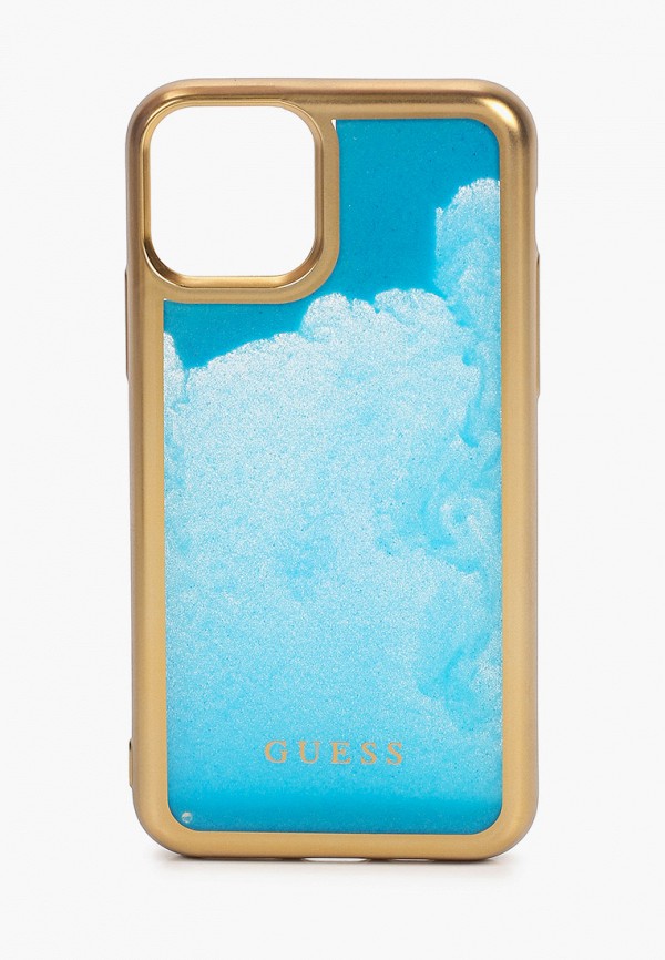 

Чехол для iPhone Guess, Голубой, 11 Pro, Liquid glitter Glow in dark sand Gold/Blue