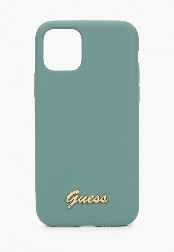

Чехол для iPhone Guess, Бирюзовый, 11 Pro, Silicone collection Gold metal logo Green