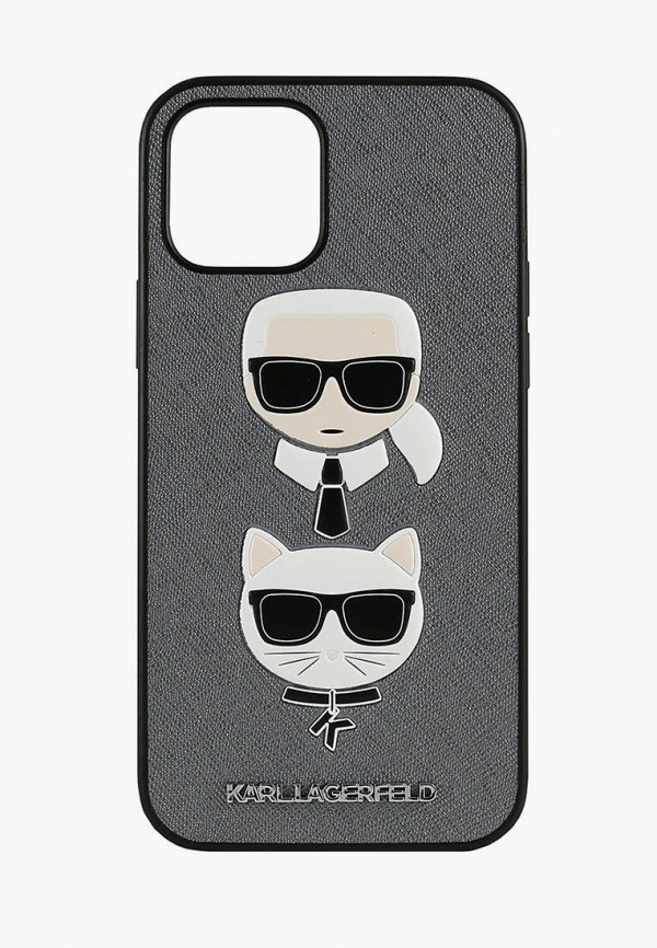 

Чехол для iPhone Karl Lagerfeld, Серый, 12 Pro Max (6.7), PU Saffiano Karl and Choupette Silver