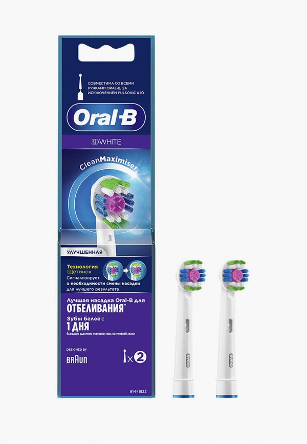 

Комплект насадок для зубной щетки Oral B, Белый, EB18рRB 3DWhite CleanMaximiser 2 шт.